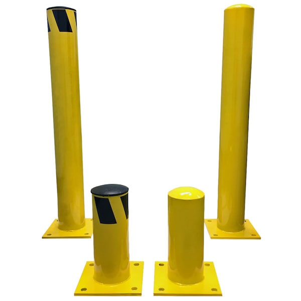 ED 1ft Steel Pipe Safety Bollard Post- Yellow/Black Stripe